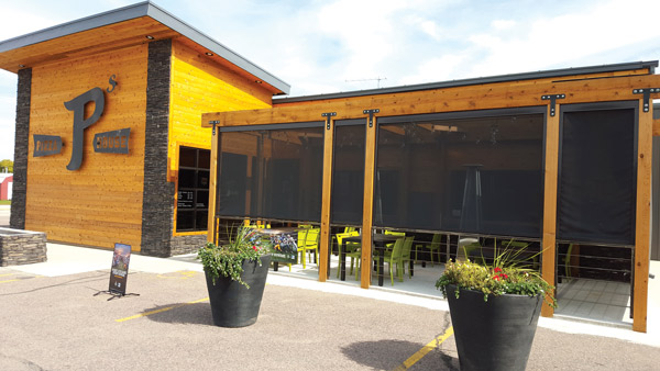 P’s Pizza House in LeMars, Iowa, after remodel the exterior of the building and the front entrance.